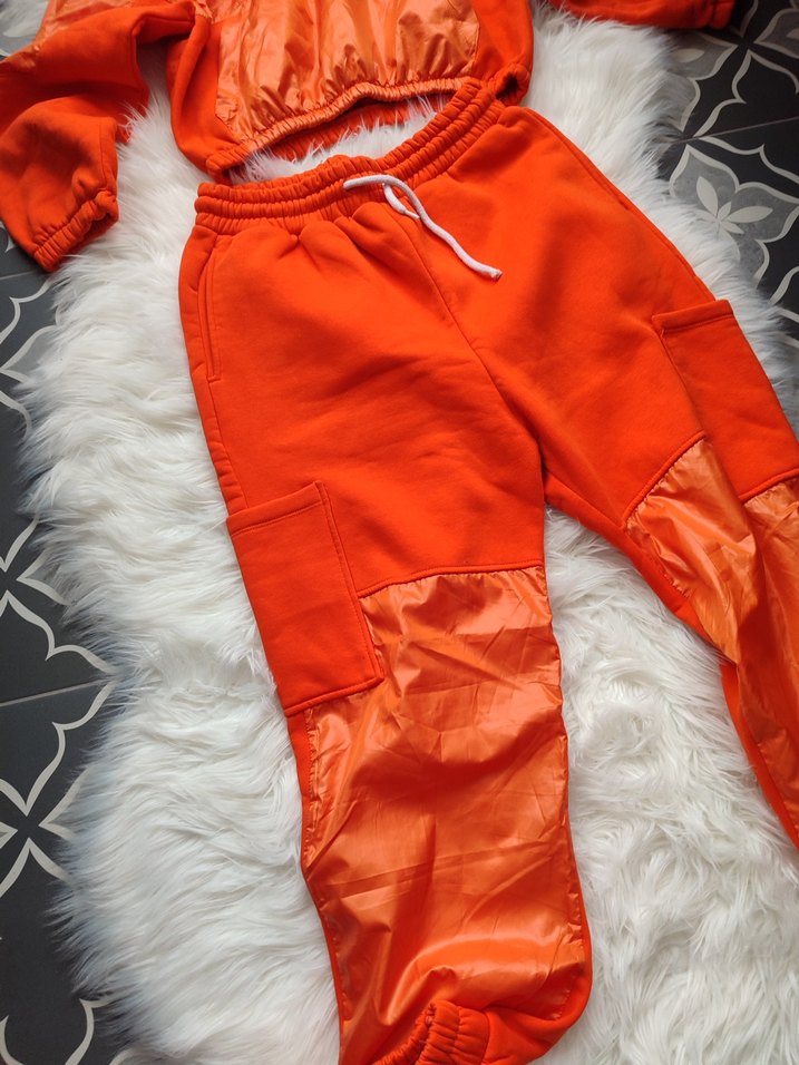 Turuncu Kapüşonlu Kadın Eşofman Takımı L beden - Görsel 3