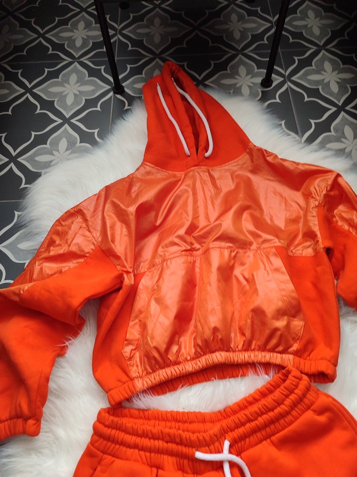 Turuncu Kapüşonlu Kadın Eşofman Takımı L beden - Görsel 2