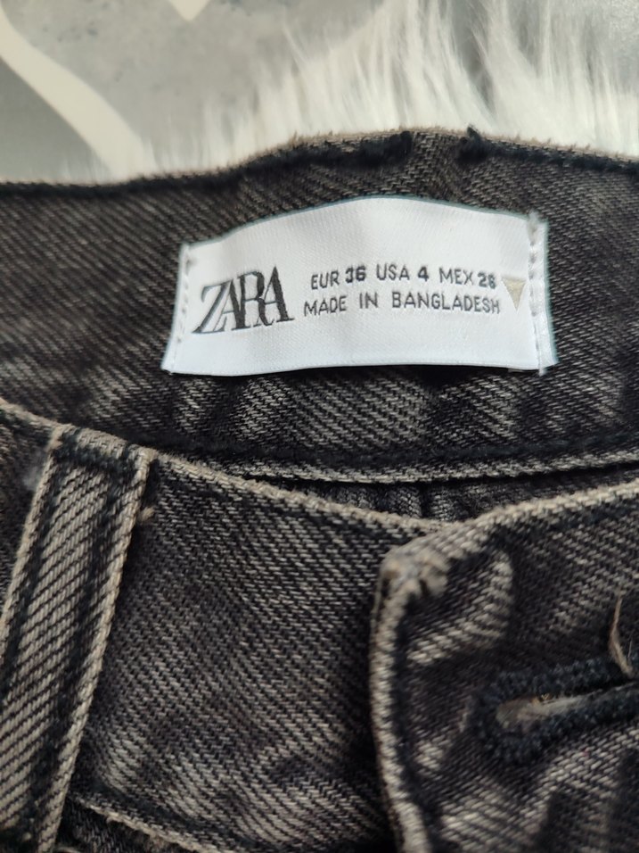 zara Gri Bağlama Desenli Kadın Denim Pantolon - Görsel 2