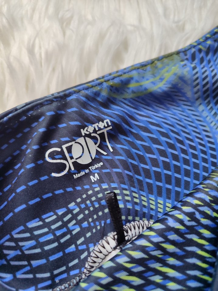 Mavi ve Desenli Spor Taytlar, Elastik Kumaş - Görsel 3