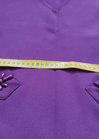 Mor Uzun Kollu Triko Kadın Elbise - Görsel 7