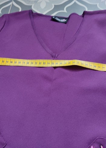 Mor Uzun Kollu Triko Kadın Elbise - Görsel 6