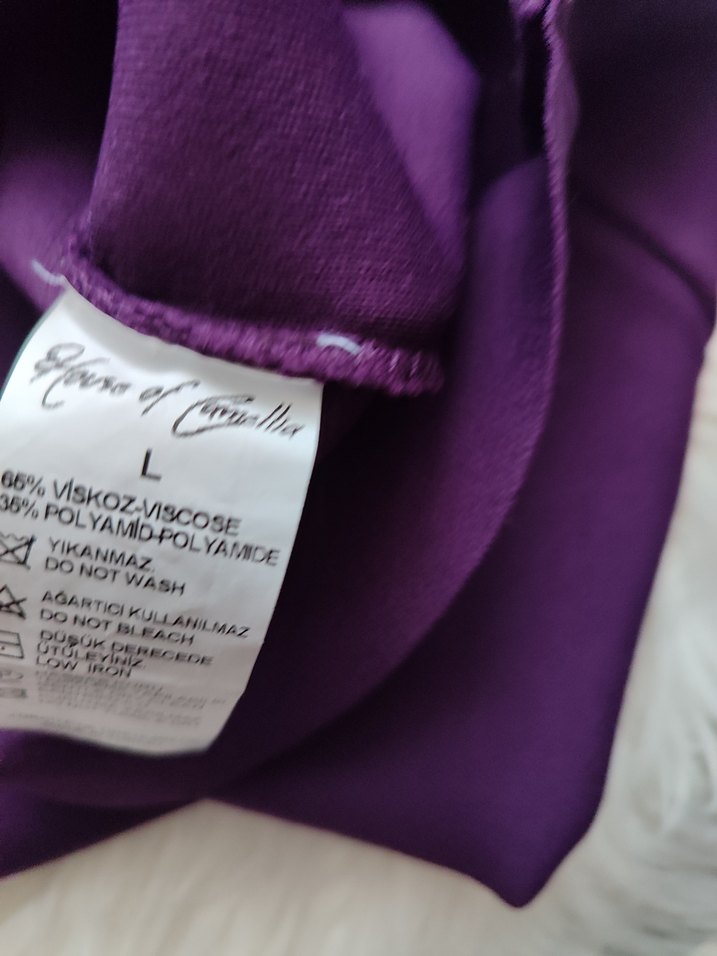 Mor Uzun Kollu Triko Kadın Elbise - Görsel 4