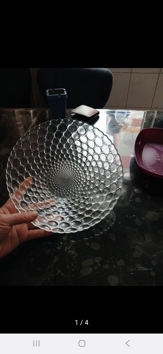 şeffa Yılan Desenli Cam Tabak - Görsel 2