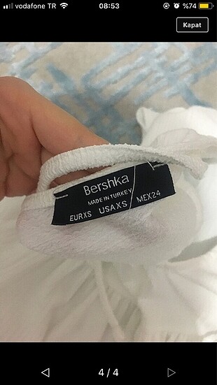 xs Beden beyaz Renk Bershka elbise