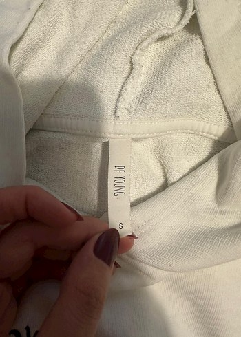 s Beden Beyaz Baskılı Kapüşonlu Kadın Sweatshirt