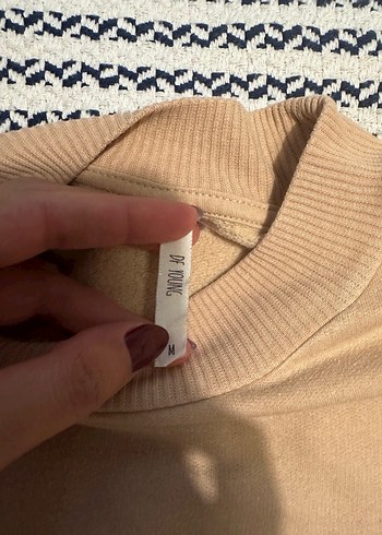 m Beden Bej Bisiklet Yaka Uzun Kollu Sweatshirt