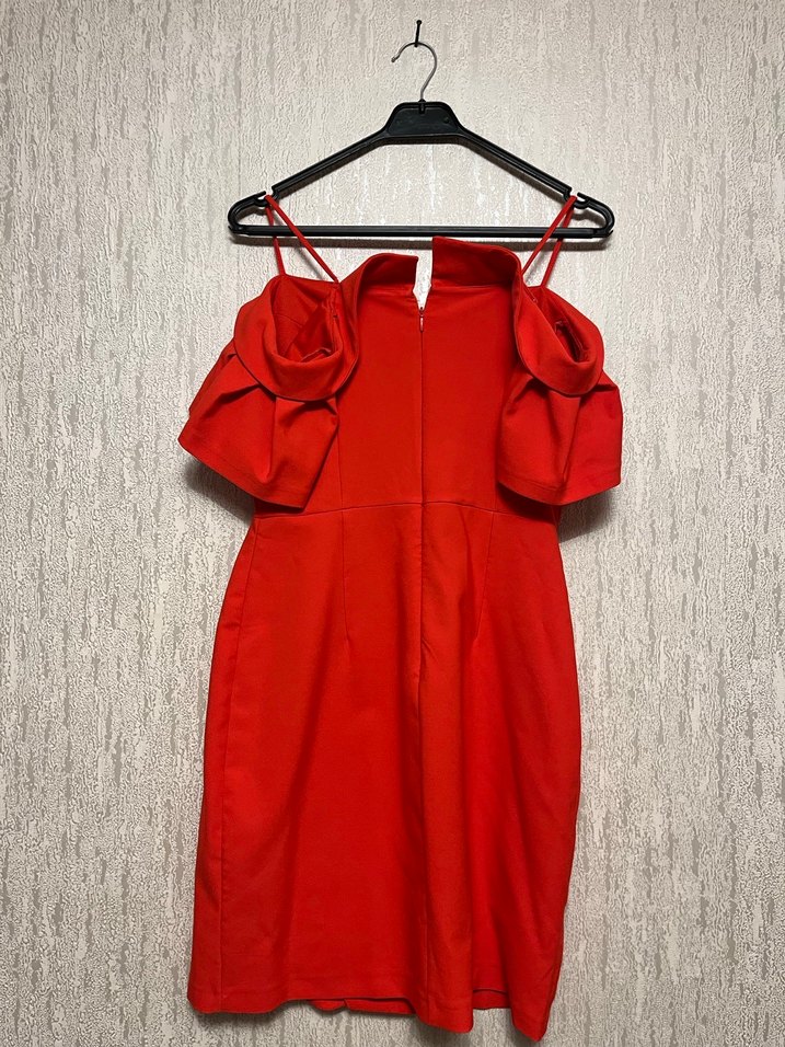 Drapeli Straplez Midi Elbise - Görsel 3