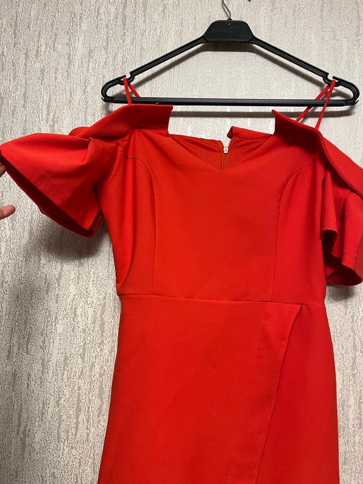 Drapeli Straplez Midi Elbise - Görsel 2