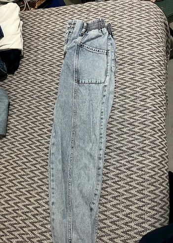 Düğmeli Gri Kadın Kot Pantolon - Görsel 2