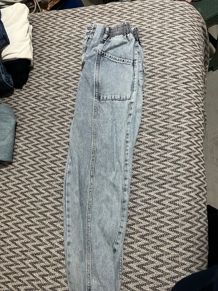 Düğmeli Gri Kadın Kot Pantolon - Görsel 2