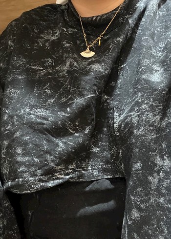 Kadın Siyah Batik Desen Mini Eşofman Takımı - Görsel 3