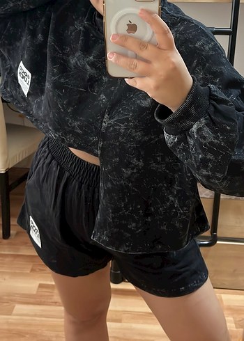 Kadın Siyah Batik Desen Mini Eşofman Takımı - Görsel 2