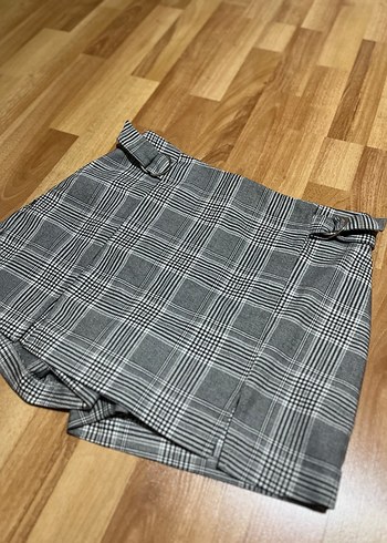 Tokalı Ekose Kadın Mini Etek - Görsel 3