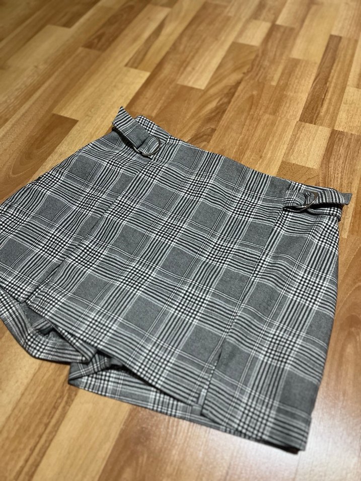 Tokalı Ekose Kadın Mini Etek - Görsel 3