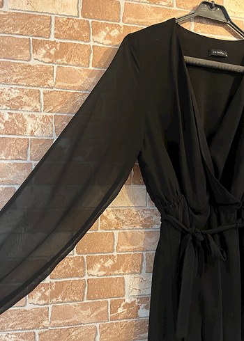 Siyah Midi Kadın Uzun Kollu Elbise - Görsel 4