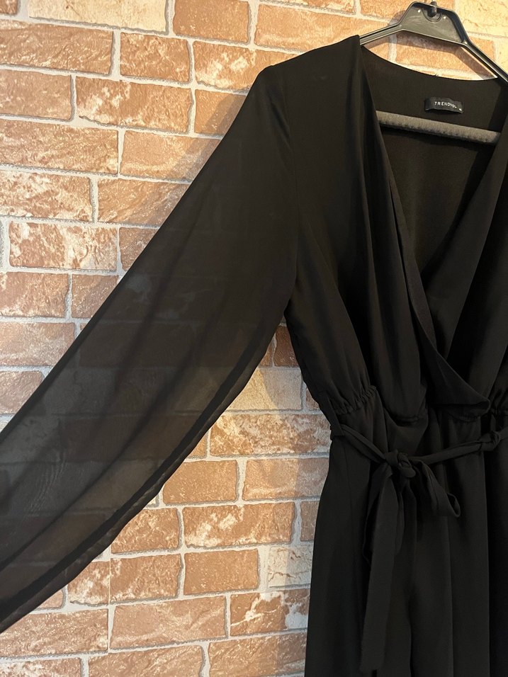 Siyah Midi Kadın Uzun Kollu Elbise - Görsel 4