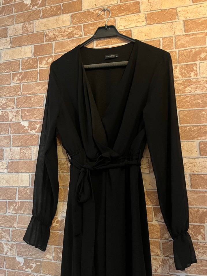 Siyah Midi Kadın Uzun Kollu Elbise - Görsel 3