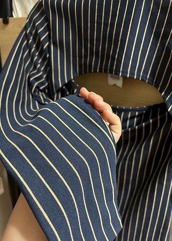 Çizgili, Uzun Kollu, Kadın Bluz - Görsel 4