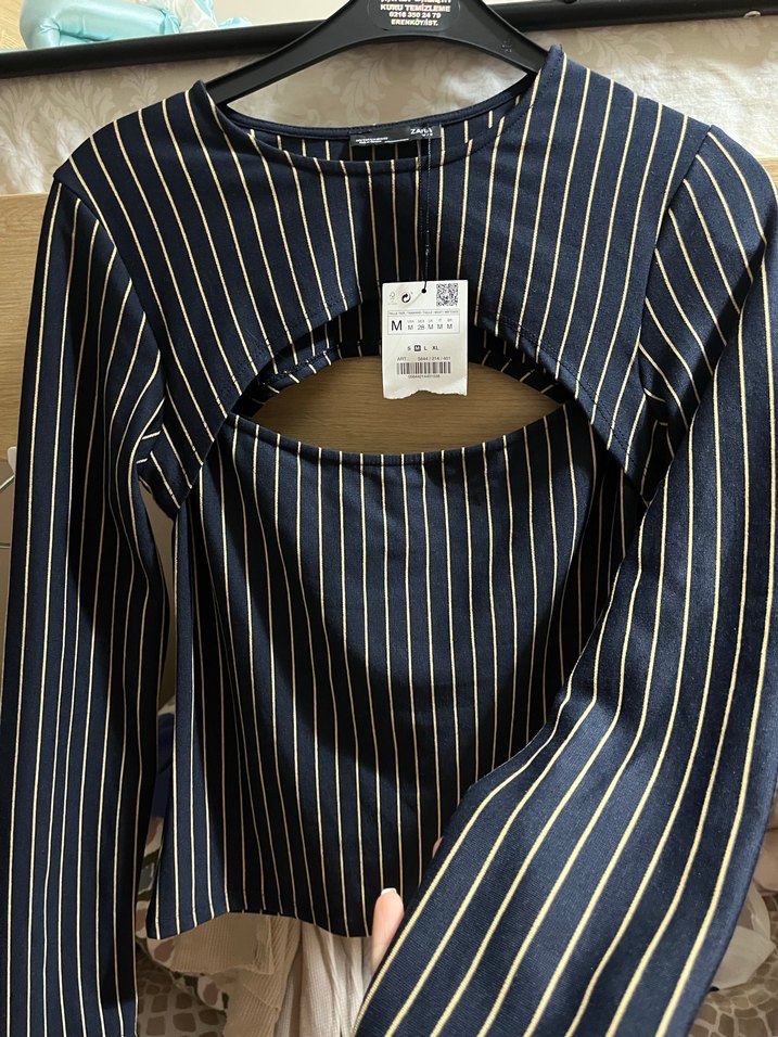 Çizgili, Uzun Kollu, Kadın Bluz - Görsel 2