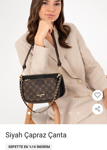 Pierre Cardin Zincir Detaylı Kahverengi Çapraz Çanta - Görsel 2