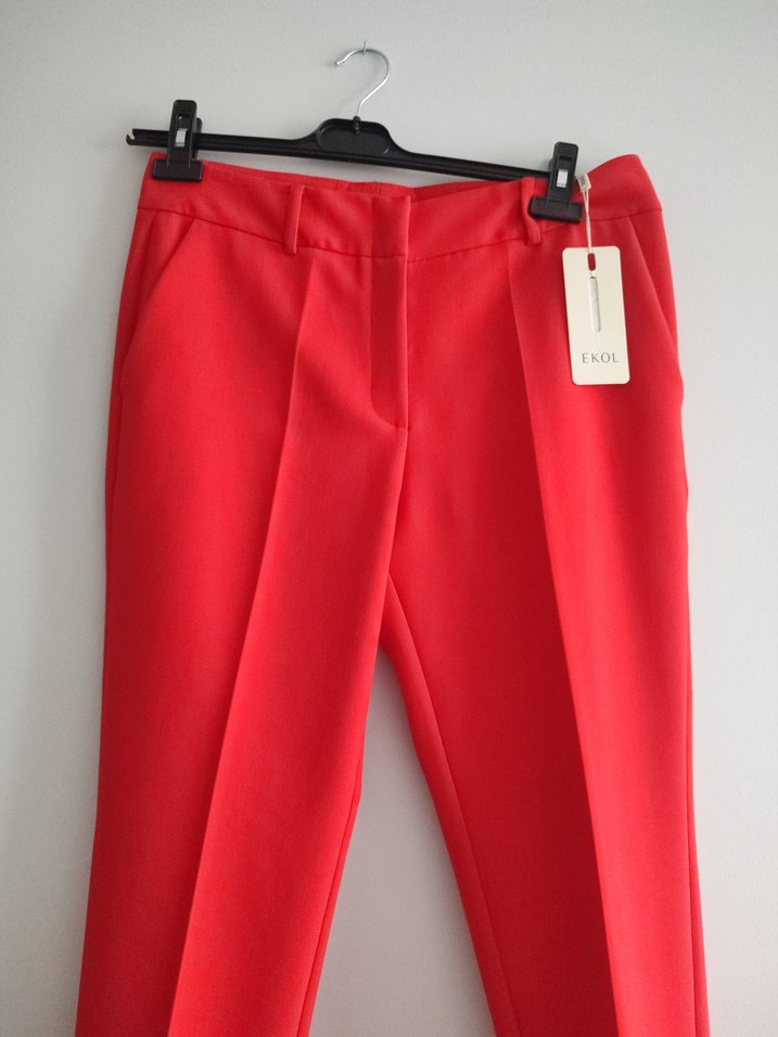 ekol marka mercan renkli Kadın Kumaş Pantolon - Görsel 3