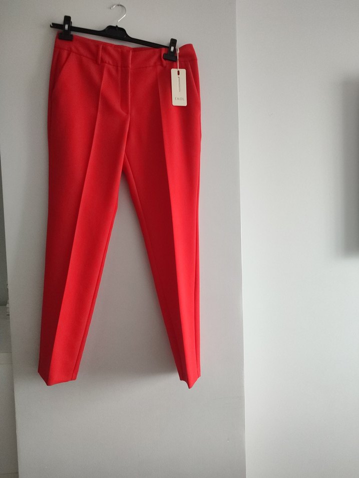 ekol marka mercan renkli Kadın Kumaş Pantolon - Görsel 4