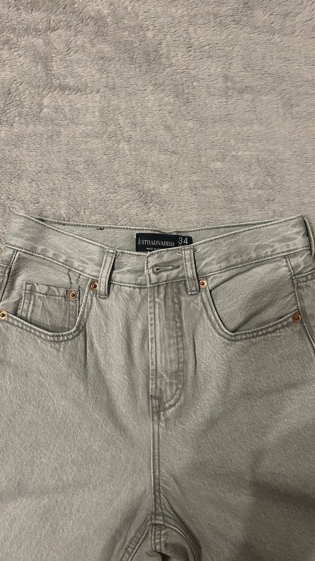 Stradivarius gri mom jean - Görsel 2