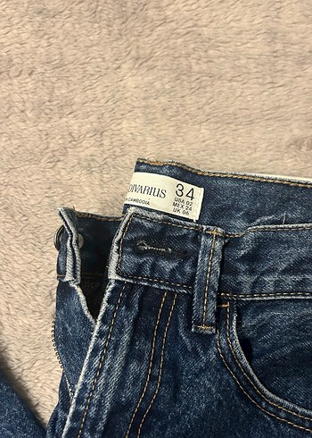 Stradivarius Lacivert mom jean - Görsel 2