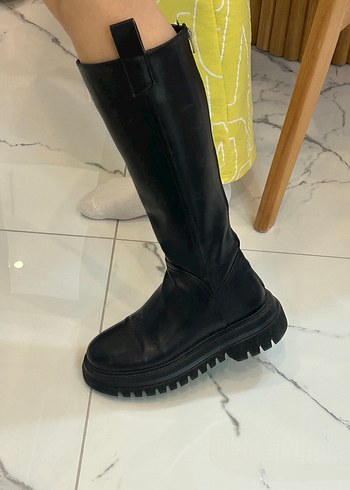 Gusto siyah deri çizme - Görsel 5
