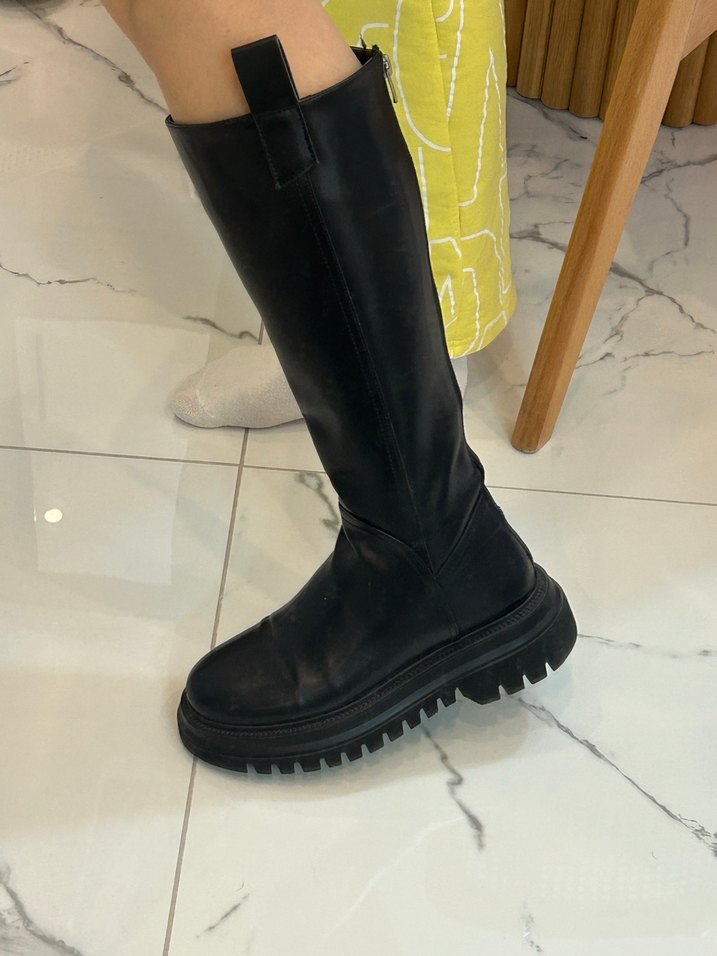 Gusto siyah deri çizme - Görsel 5