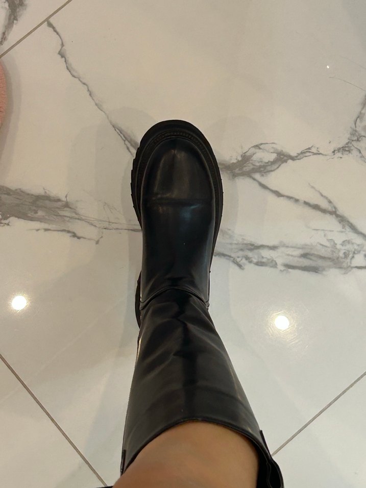 Gusto siyah deri çizme - Görsel 4