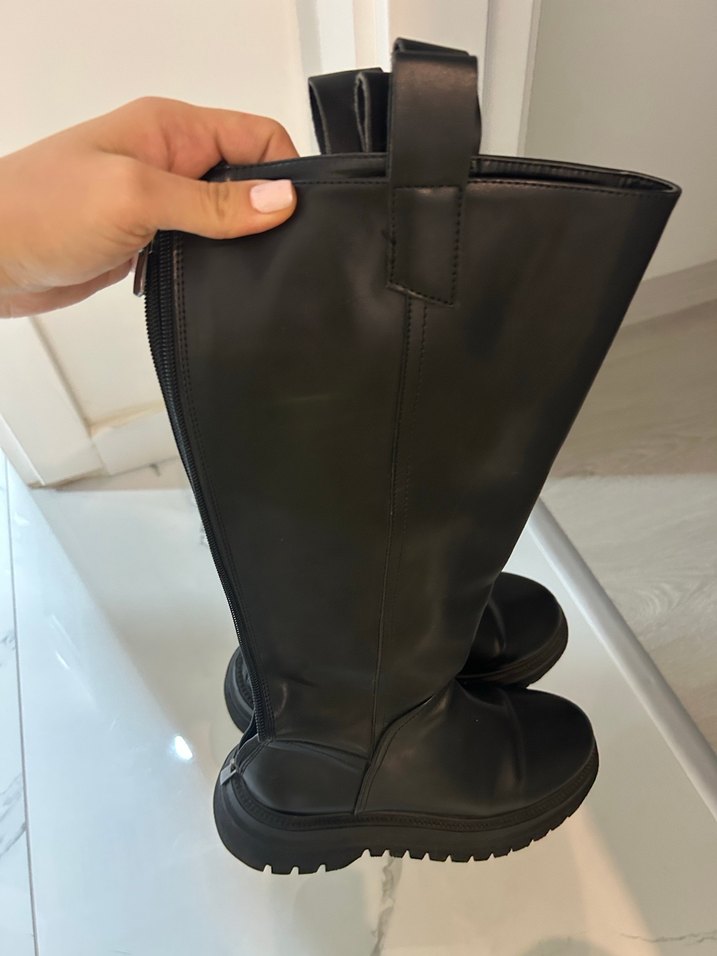 Gusto siyah deri çizme - Görsel 3