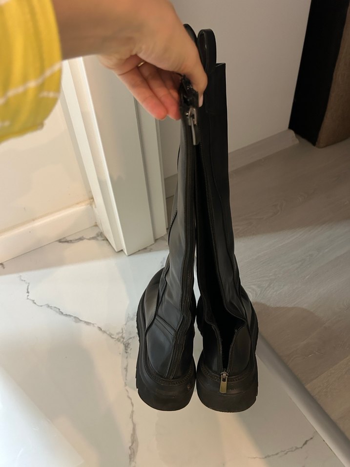 Gusto siyah deri çizme - Görsel 2