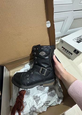 Siyah Deri Harley-Davidson Tokalı Biker Bot - Görsel 4