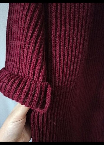 universal Beden bordo Renk Oversize uzun kazak