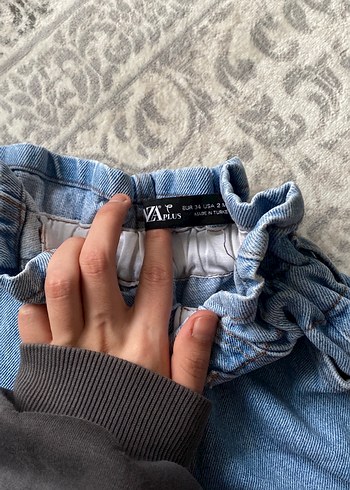 Düğmeli Mavi Kadın Mini Denim Şort - Görsel 3
