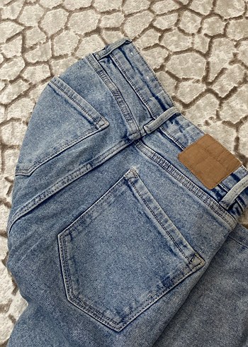 Düğmeli Mavi Denim Kadın Pantolon - Görsel 4