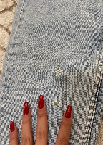 Düğmeli Mavi Midi Denim Kadın Kot Pantolon - Görsel 2