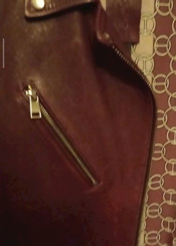 Bordo Kemerli Kadın Deri Biker Ceket - Görsel 3