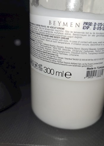 Beden Beymen Emerald Green Tea El ve Vücut Kremi 300ml