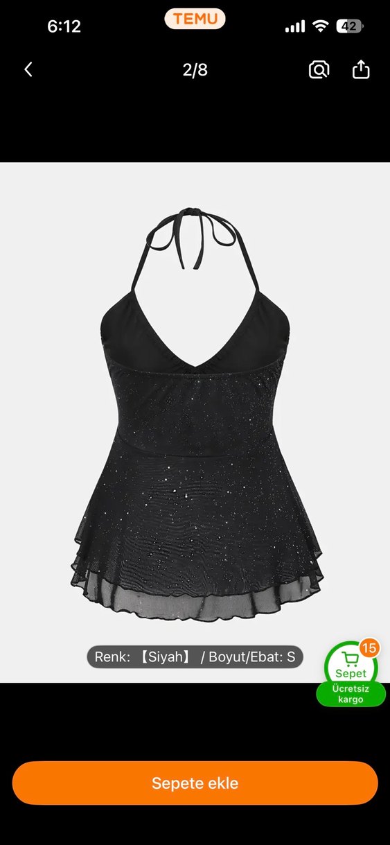 Temu Siyah Parıltılı crop - Görsel 2