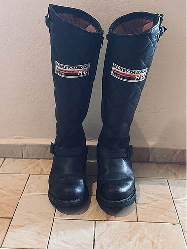 Harley Davidson siyah kadın uzun çizme