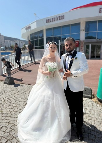 m Beden beyaz Renk Straplez A Kesim Beyaz gelinlik