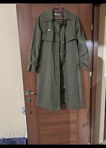 Kadın Haki Uzun Düğmeli Trençkot