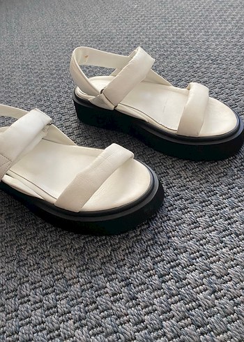 Beyaz Platform Topuklu Kadın Sandalet, Elle Sandalet - Görsel 2