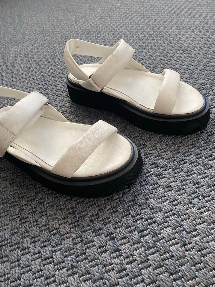 Beyaz Platform Topuklu Kadın Sandalet, Elle Sandalet - Görsel 2