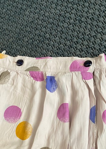 Vintage Love Düğmeli Pastel Puantiyeli Uzun Etek