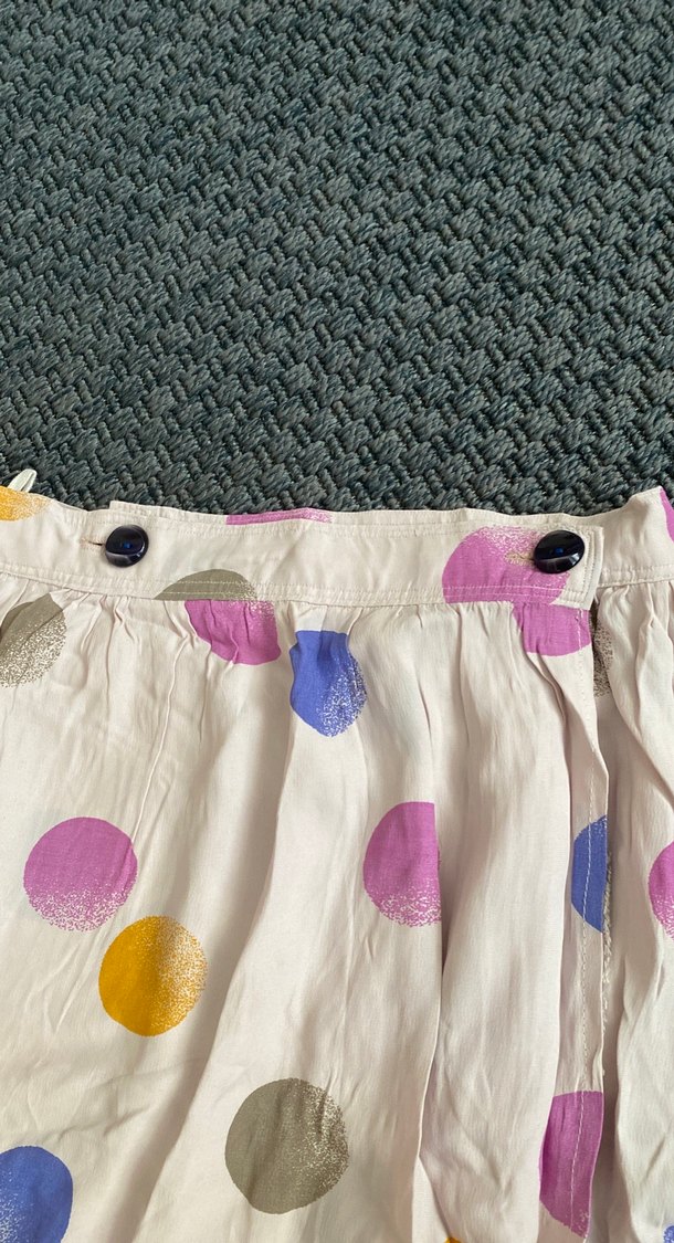 Düğmeli Pastel Puantiyeli Uzun Etek - Görsel 2