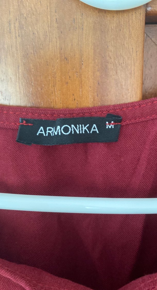 Bordo Keten Salaş Uzun Elbise - Görsel 3